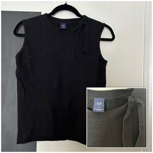 GAP Black Sweater Shell Tank Top with Tie Detail M Vintage 90s